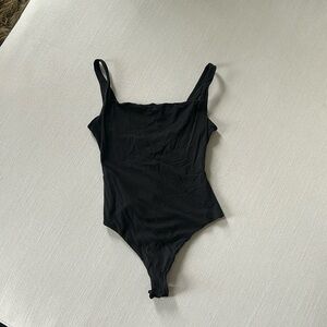 Skims Square Neck Black Bodysuit